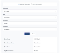 Bank IFSC Codes - WordPress Plugin Screenshot 1