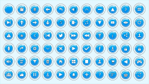 Blue Glow White Game UI Buttons Pack - AI EPS PNG Screenshot 1
